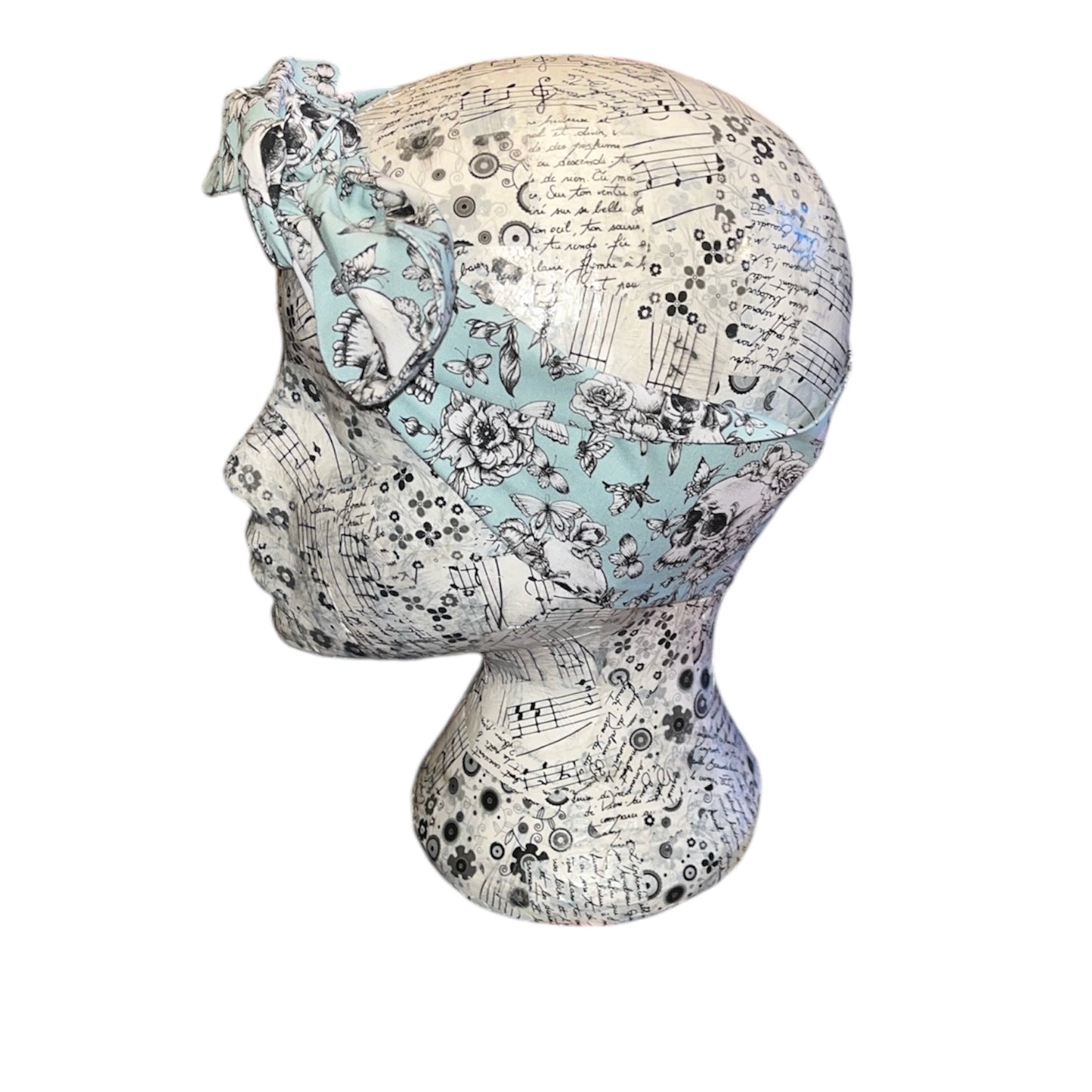 Pale blue floral skulls headband