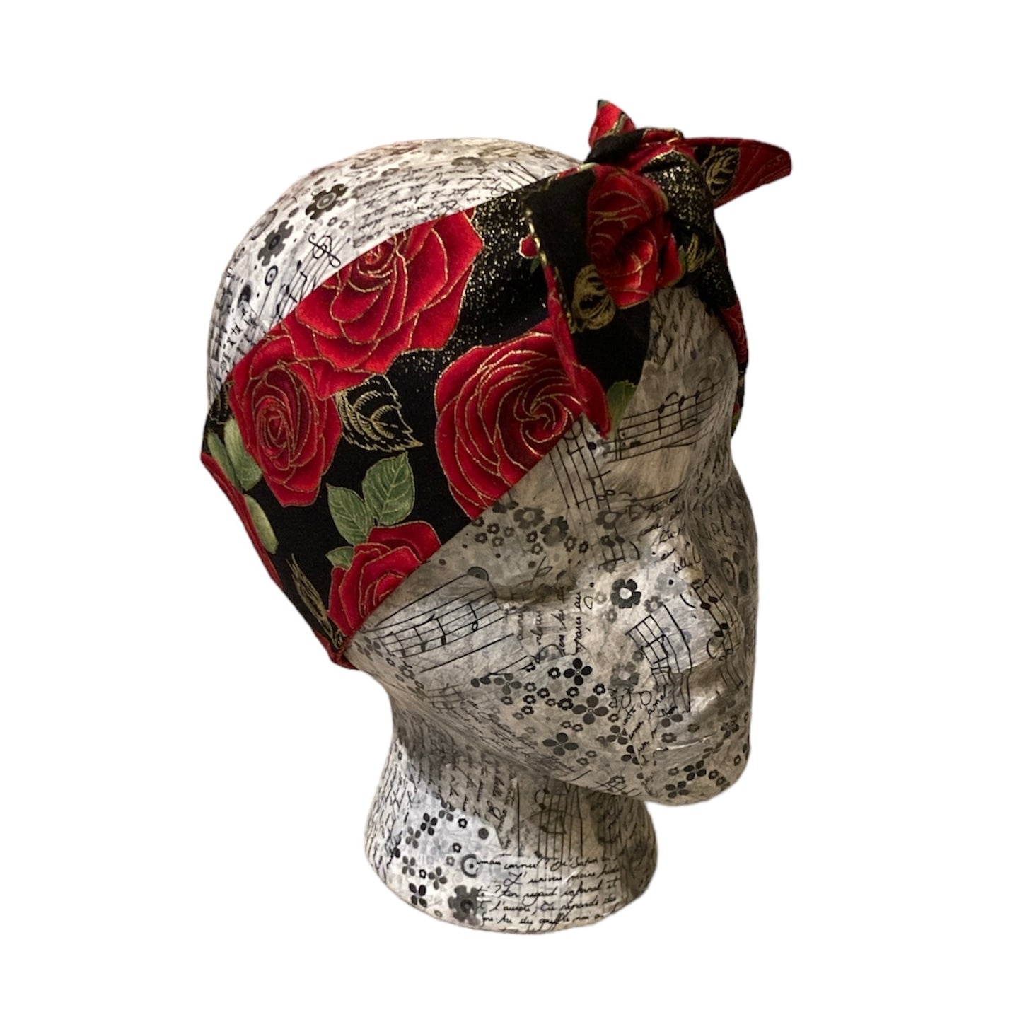 Red rose self tie headband