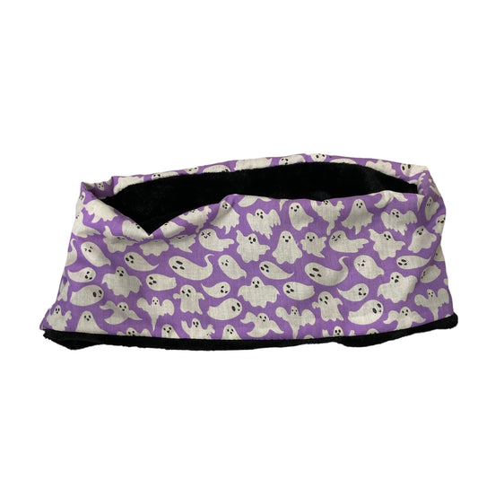 Cute ghost on lilac with black fleece snood