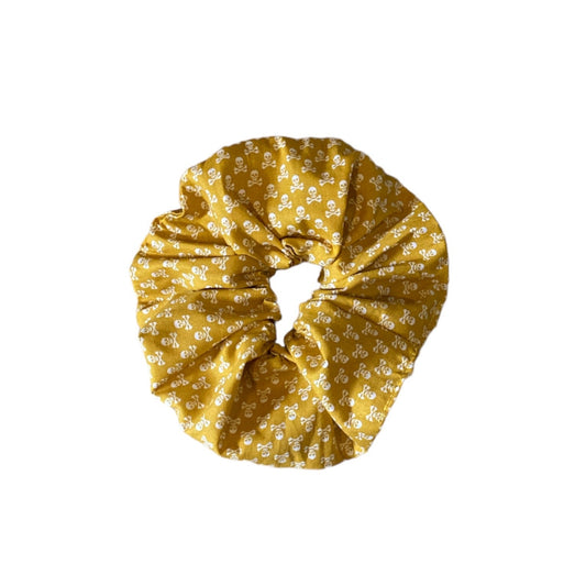 Mustard yellow skull Scrunchie