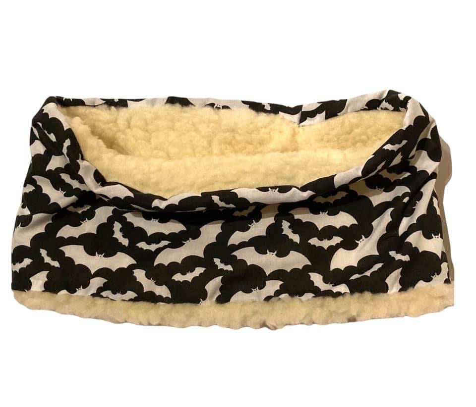 Black and white bat fleece lined snood