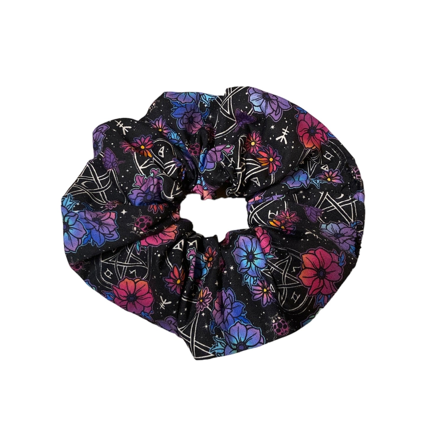 Floral pentagram pattern cotton scrunchies