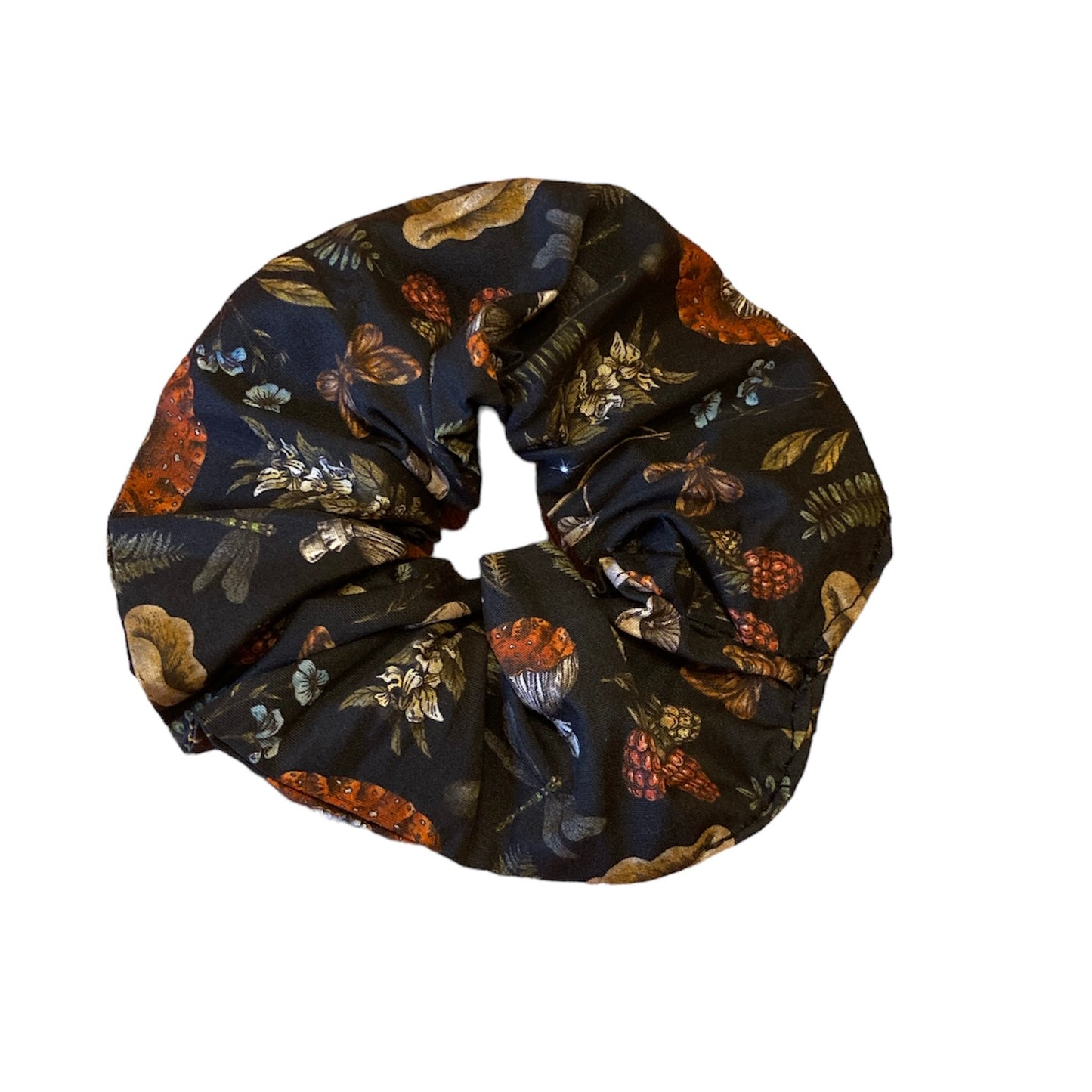 Autumnal mushroom pattern cotton scrunchies