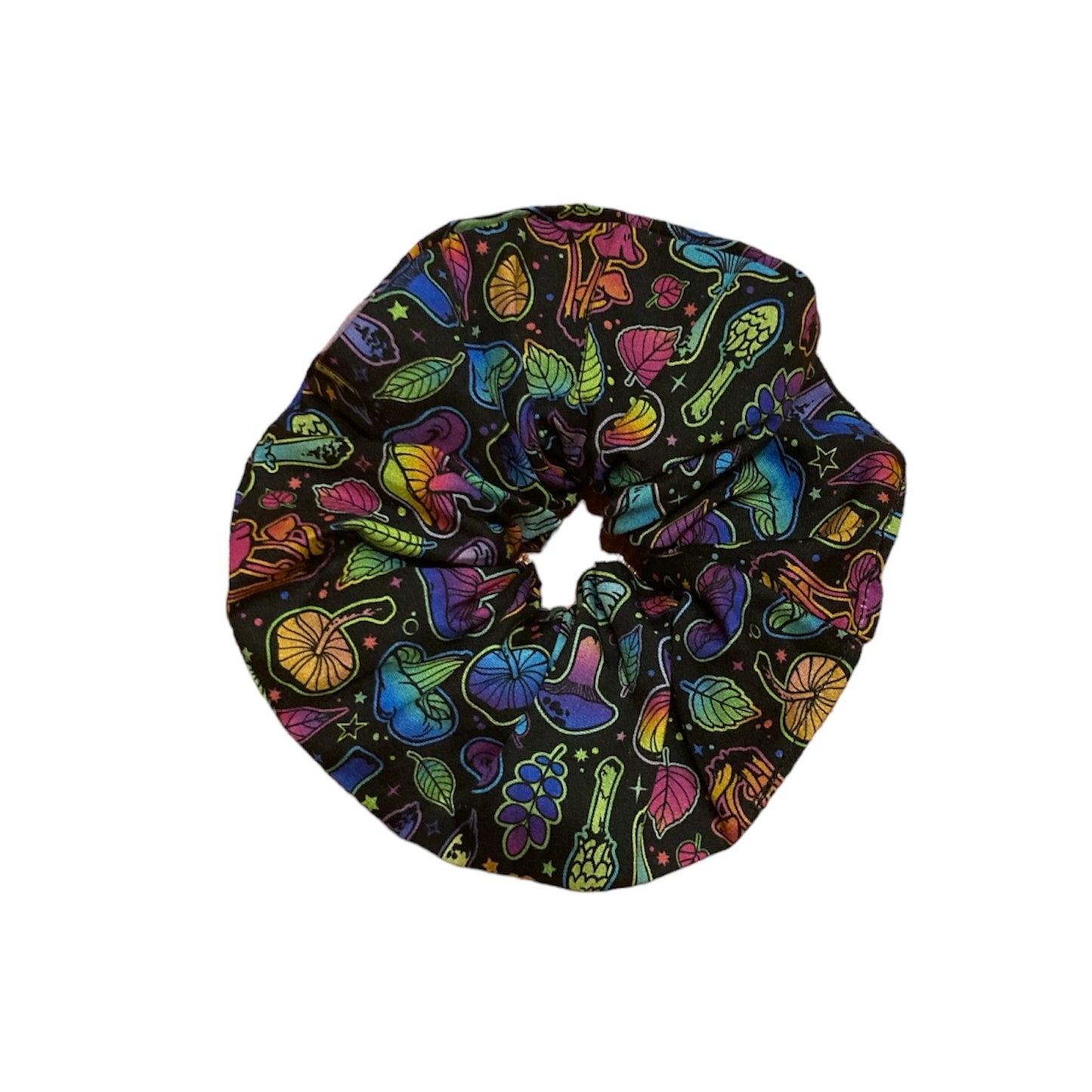 Neon mushroom pattern cotton scrunchies