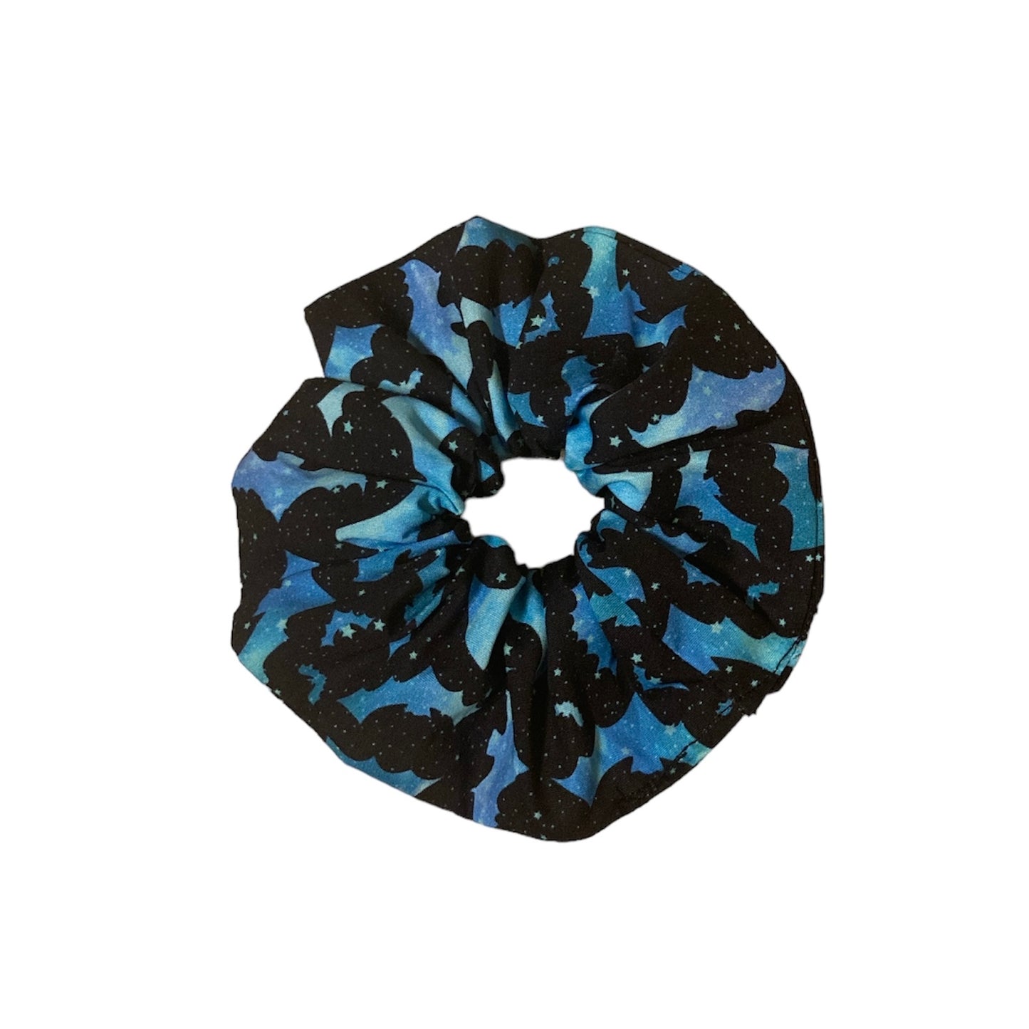 Cosmic blue bat pattern cotton scrunchies