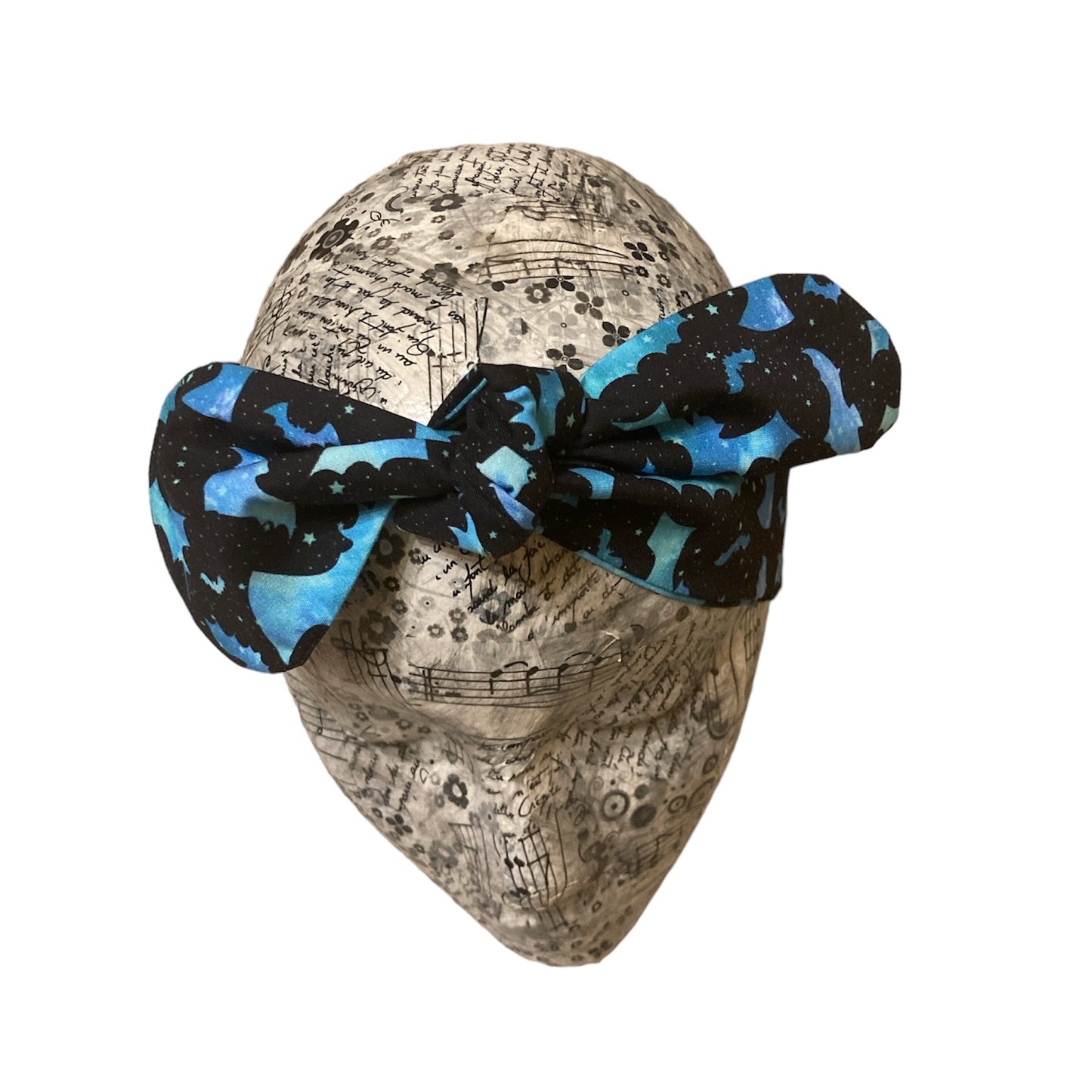 Cosmic blue bat self tie headband