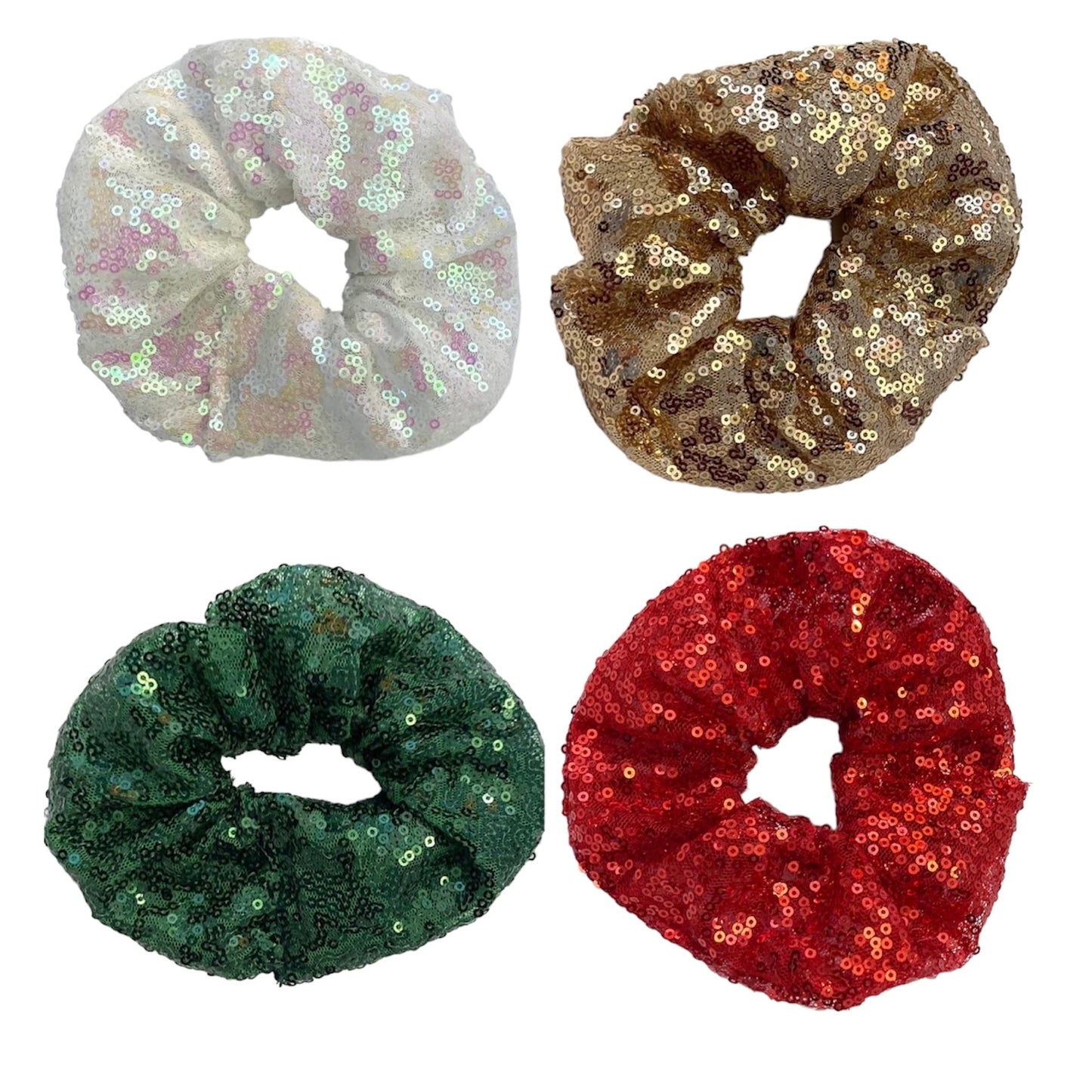 Festive sparkling sequin scrunchies