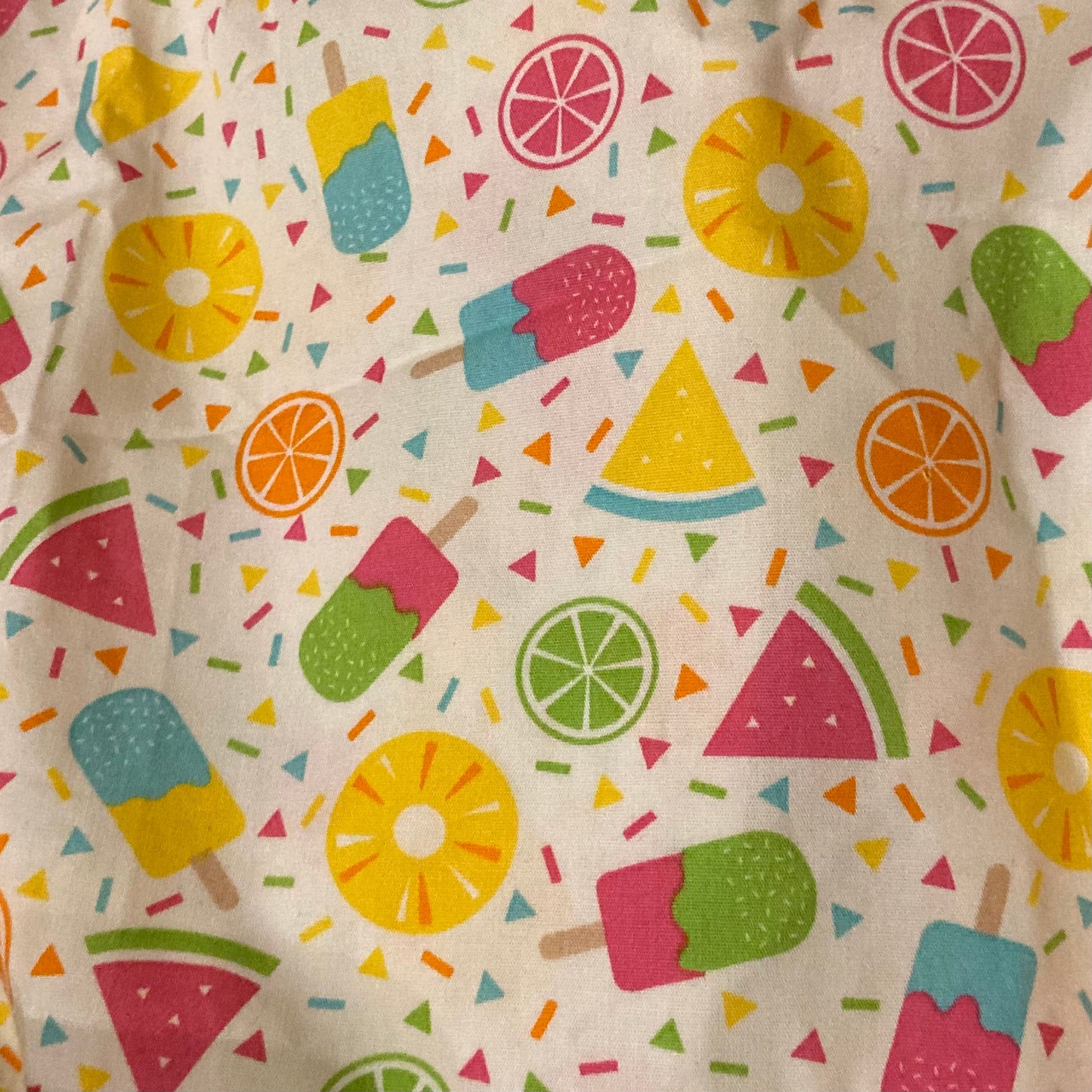 Bright and rainbow fabric ice cream or noodle pot holder