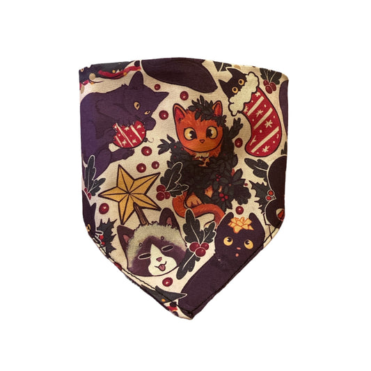 Festive Christmas cat elasticated bandana