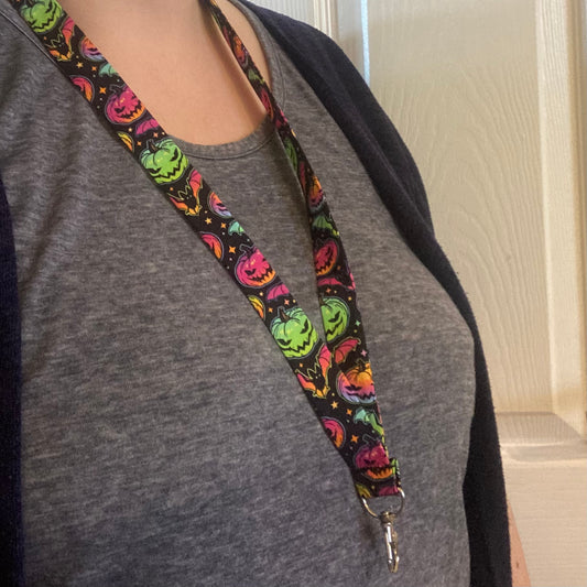 Neon pumpkin lanyard