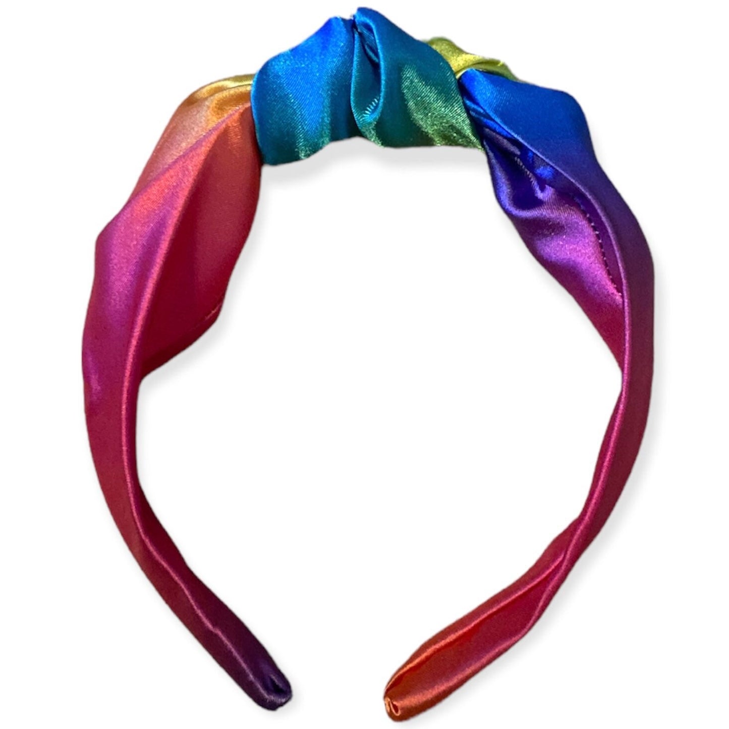 Rainbow satin knotted Alice band